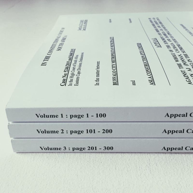 Appeal court records are printed and bound